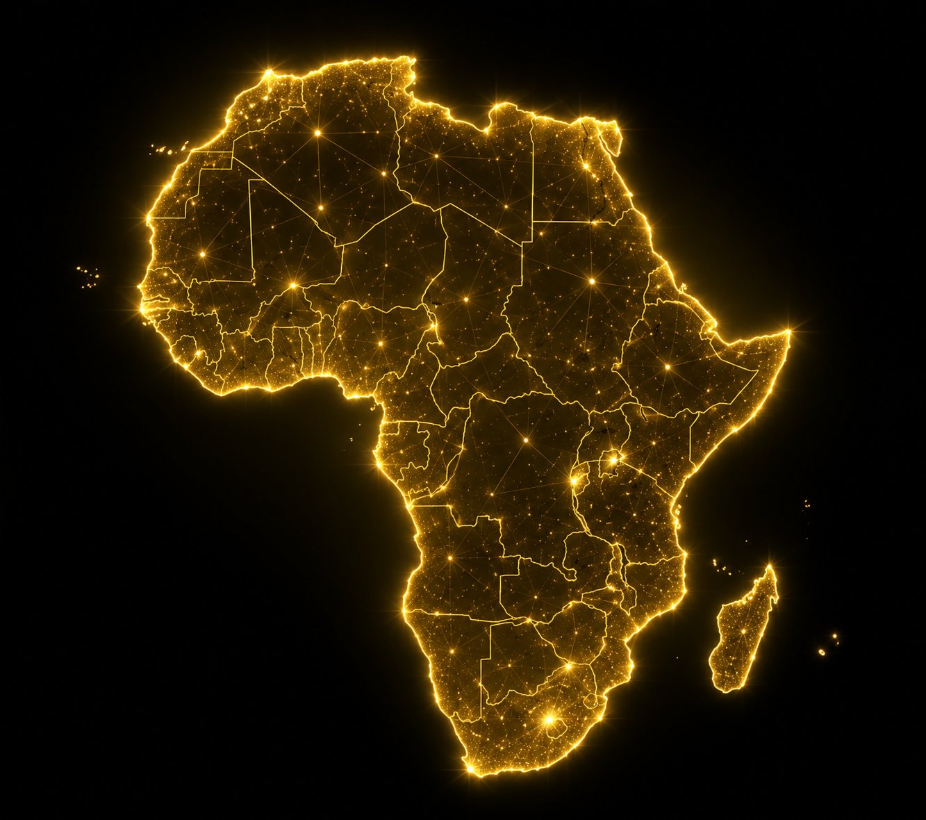 Golden illuminated map of Africa — AI Sovereignty Network